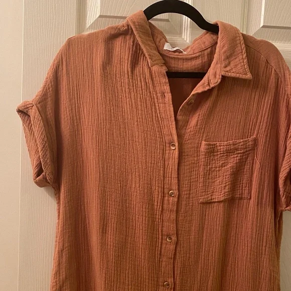 Bluivy Rust Button-Up Shirt Dress - Picture 4 of 8